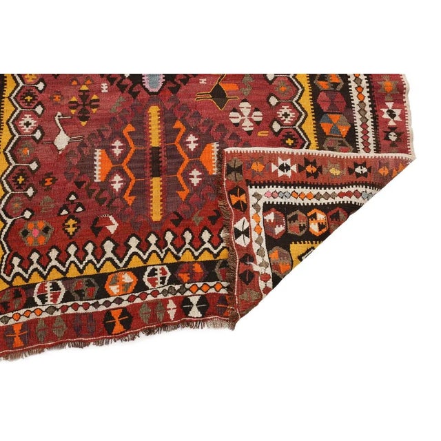 Mid 20th Century Mid 20th Century Vintage Turkish Handwoven Kilim Rug For Sale - Image 5 of 7