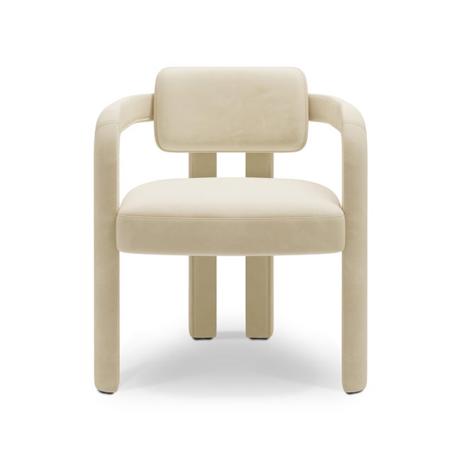 Double Arch Dining Chair in Beige Cotton Velvet from Insidherland, in New conditions. Designed from 2000 Labeled by Maker
