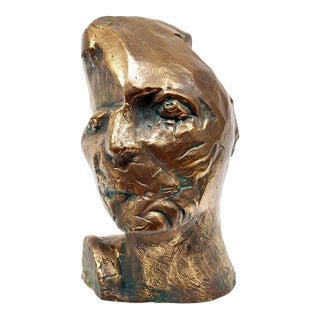 Phillip Pavia, Untitled, Head of an Artist, Avant-Garde Bronze Sculpture For Sale