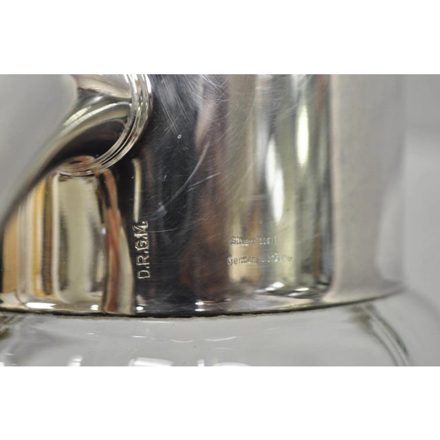 Antique Victorian German Silver Plated Crystal Glass Lemonade Water Pitcher For Sale - Image 10 of 13