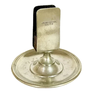 Antique French Hotel Silver Match Box Stand Holder From Grand Hotel Metz