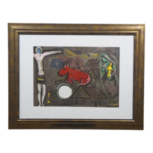1950 Marc Chagall the Mystical Crucifixion Lithograph Print W Coa 32"