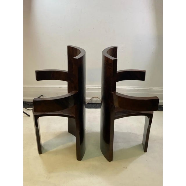 1970s 1970s Modernist Art Deco Revival Burlwood Dining Chairs - Set of 6 For Sale - Image 5 of 10