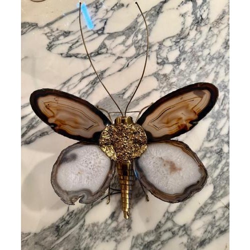 Butterfly Wall Sconce with Wings in Agate by Hubert Dénia for Honoré Paris, 1950s For Sale - Image 9 of 10
