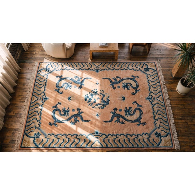 Textile Early 20th Century W. Chinese Ningxia Dragon Carpet ( 7'2" x 9' - 218 x 274 ) For Sale - Image 7 of 7