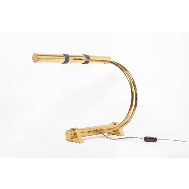 Vintage Postmodern Tubular Brass Table Lamp by Casella Lighting 1970s For Sale In Detroit - Image 6 of 11