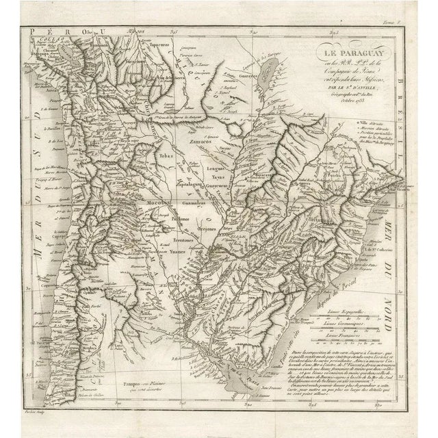 Antique Map of Paraguay and Jesuit Missions by Danville, 1733 For Sale - Image 10 of 10