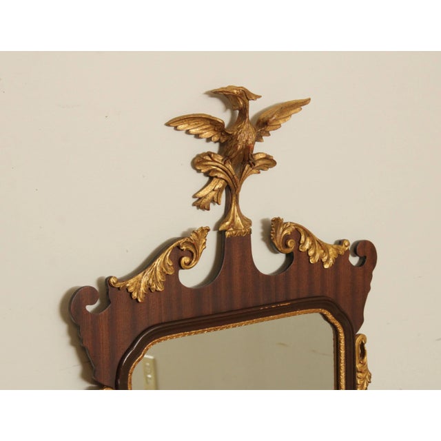 Chippendale Carvers' Guild Chippendale Style Striped Mahogany Eagle Carved Wall Mirror For Sale - Image 3 of 13