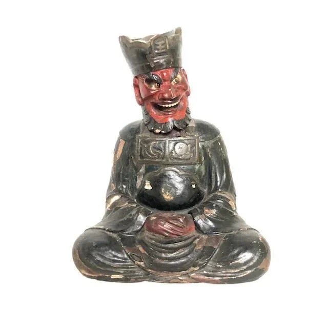 Mid 19th Century King Enma Carved Oriental Figure For Sale - Image 12 of 12