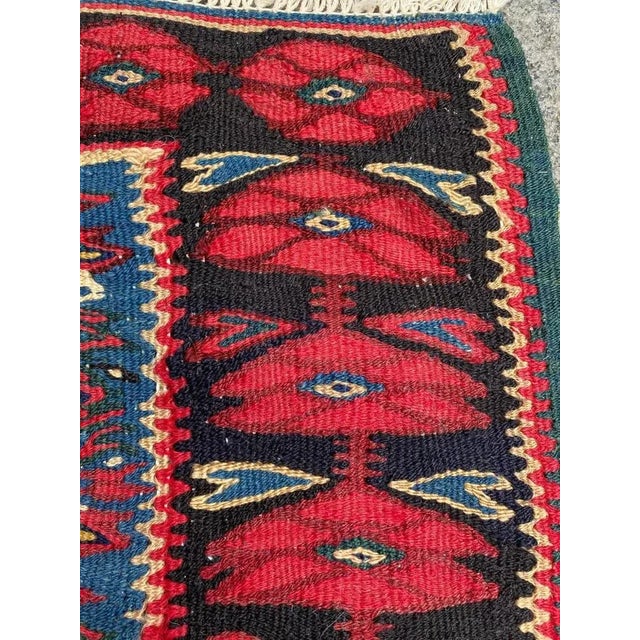 Vintage Senneh Kilim Flat Rug For Sale - Image 8 of 14