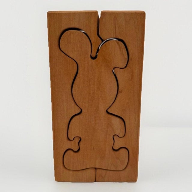 Vintage Scandinavian Wooden Puzzle Sculpture Rabbit Cube Attributed to Gunnar Kanevad, 1970s For Sale - Image 4 of 8
