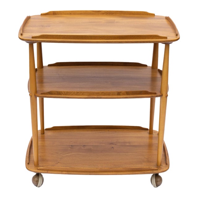 Mid-Century Modern Ercol Elm and Beech Bar Cart Designed by Lucian Ercolani, 1955. For Sale