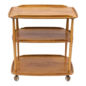 Mid-Century Modern Ercol Elm and Beech Bar Cart Designed by Lucian Ercolani, 1955.