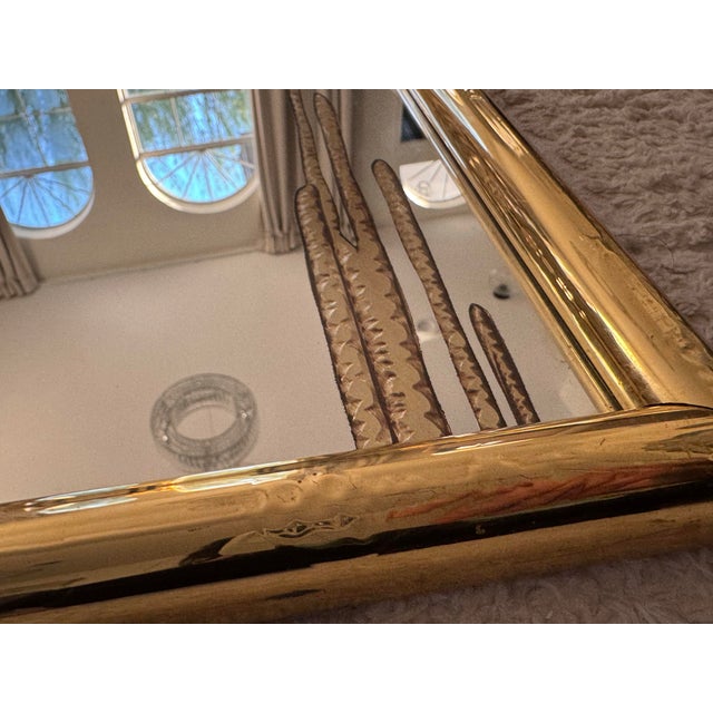 Gold Vintage 1980s Sharon Concept by Reliable Mfg. Co. Gold Etched Crane & Bamboo Wall Mirror — Chinoiserie Style For Sale - Image 8 of 12