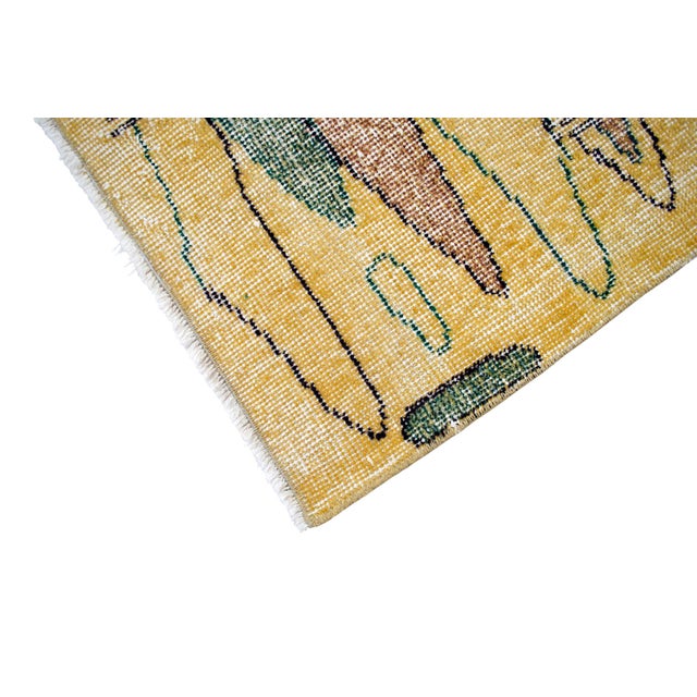 1970s Vintage Zeki Müren Rug With a Modern Design - Hand Knotted Turkish Art Deco Rug 3′8″ × 6′14″ For Sale - Image 12 of 12