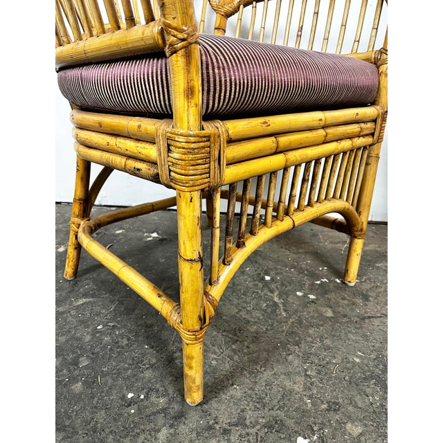 Vintage Rattan Bamboo Fan Back Chairs- A Pair For Sale - Image 9 of 10