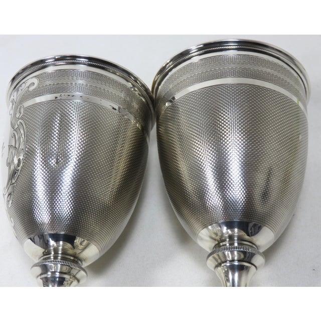 1850s American Coin Silver 'Edward and Mary' Wedding Set Goblets - a Pair For Sale - Image 12 of 13