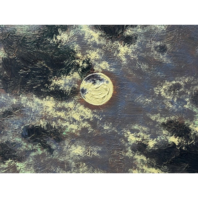 Wood Ships That Pass in the Night — RMS Titanic Under Moonlight With RMS Olympic on the Horizon | Large Framed Oil on Canvas by Andrew Grant Kurtis For Sale - Image 7 of 18