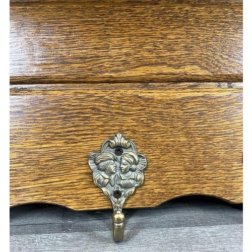 Vintage French Coat Rack in Oak with Hooks For Sale - Image 5 of 11