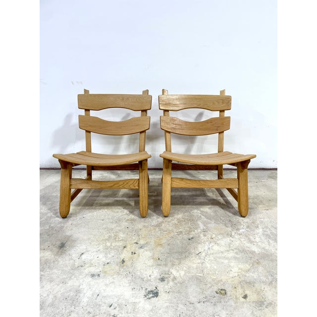 Pair of Sculptural Dittmann & Co Brutalist Fireplace Lounge Chairs for AWA, 1960s, Netherlands. Solid oak. 25w 23d 33h...