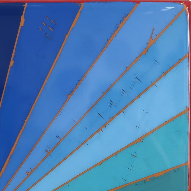 Wiggle Room 41 - Original Blue Green Geometric Minimalist Acrylic and Resin Abstract on Wood Panel For Sale In Los Angeles - Image 6 of 9