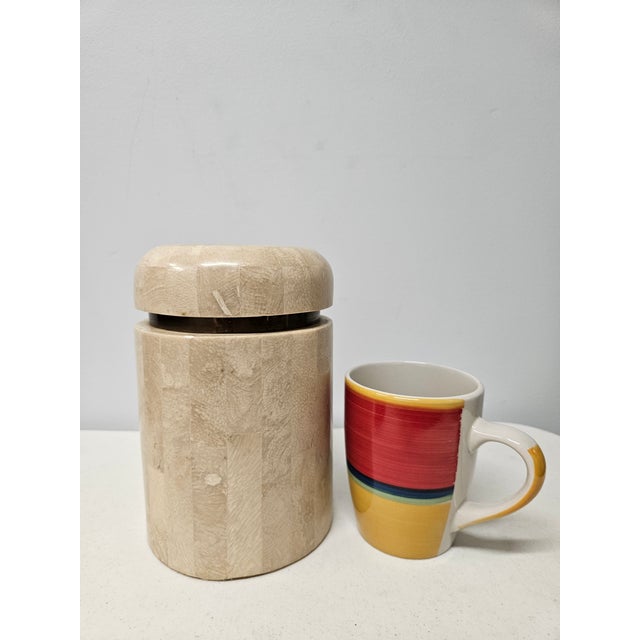 Lidded Tessellated Stone and Brass Jar -Trinket Box For Sale - Image 15 of 16