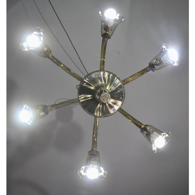 Vintage Murano Glass Chandelier, Amber Color, Six Lights, 1950s Design For Sale - Image 4 of 11