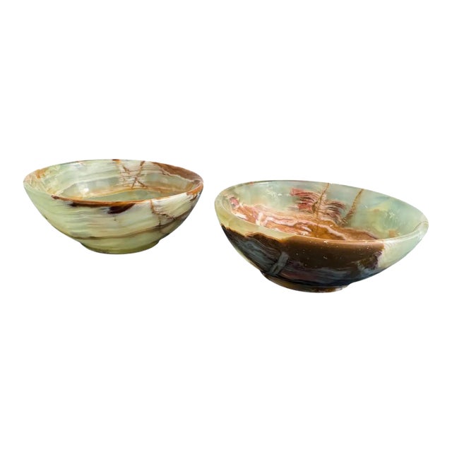 Pair of 4" Diameter Onyx Bowls For Sale