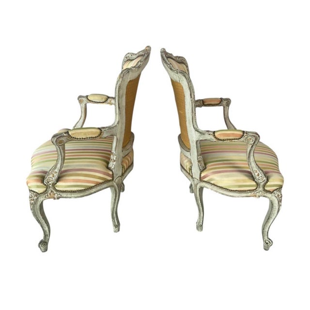 19th Century 19th Century French Louis XV Style Rococo Fauteuil Armchairs For Sale - Image 5 of 11