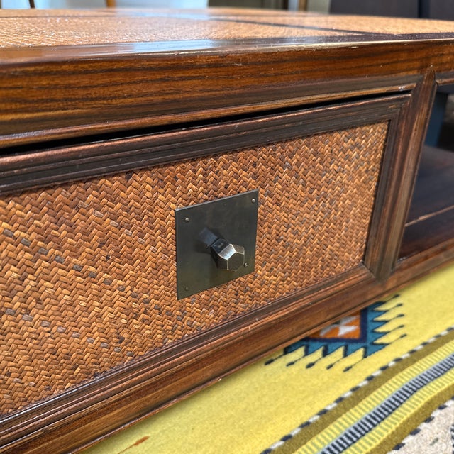 Chinese-Style Woven Rattan Four-Drawer Coffee Table, Vintage For Sale - Image 10 of 12
