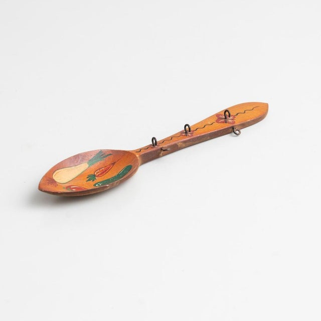 Traditional Rustic Wood Hand Painted Spoon Artwork from Spain, 1970s For Sale - Image 13 of 16