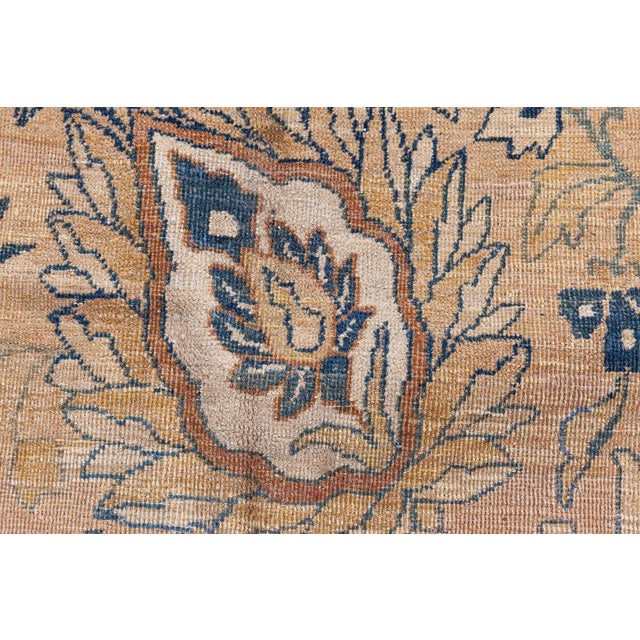 1920s Persian Kirman Botanic Beige, Brown, Black Handmade Wool Rug For Sale - Image 9 of 10