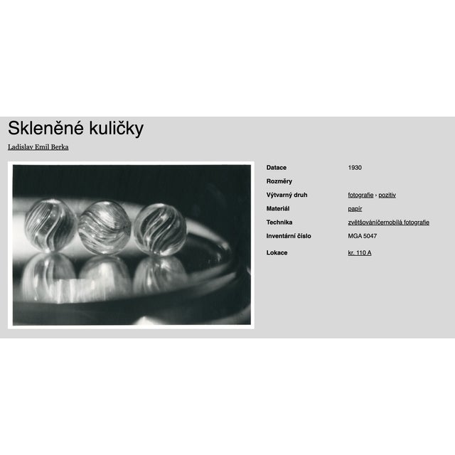 Modern L. E. Berka, Glass Marbles, 1930, Signed Gelatin Silver Print For Sale - Image 3 of 7