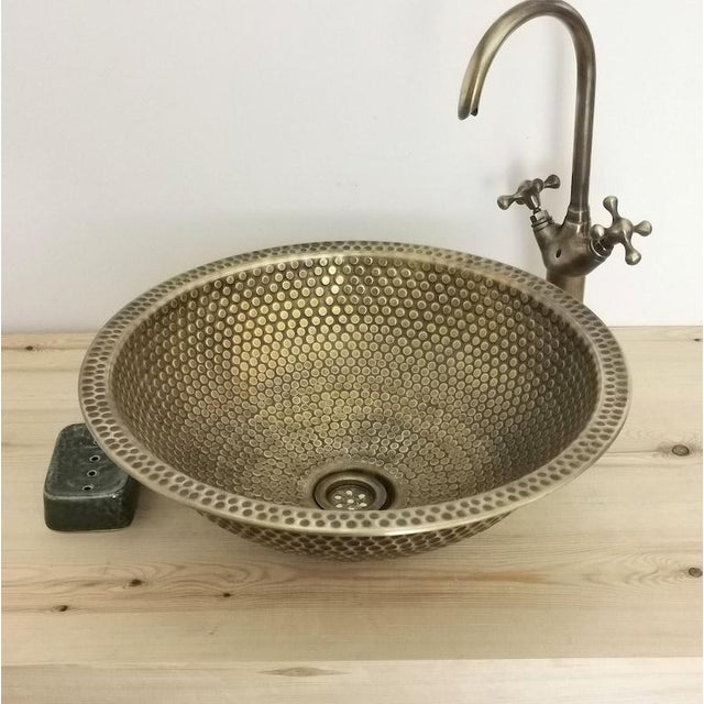 Custom Brass Sink for Bathroom, Vessel, Drop in & Undermount Brass Aged Sink For Sale - Image 4 of 4
