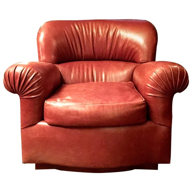 Art Deco Cameron for Holly Hunt Roll Arm Leather Club Chairs - A Pair For Sale - Image 3 of 8