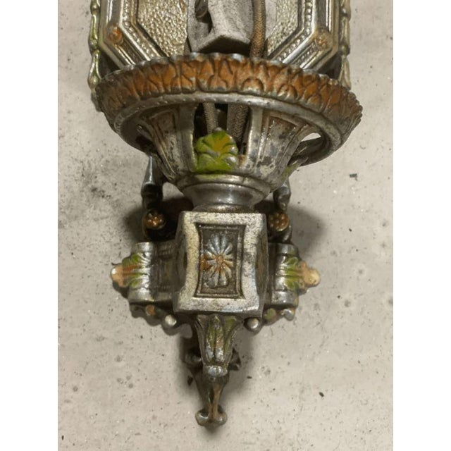 Antique Arts & Crafts Wall Sconce One Light Beed Repair For Sale - Image 4 of 10