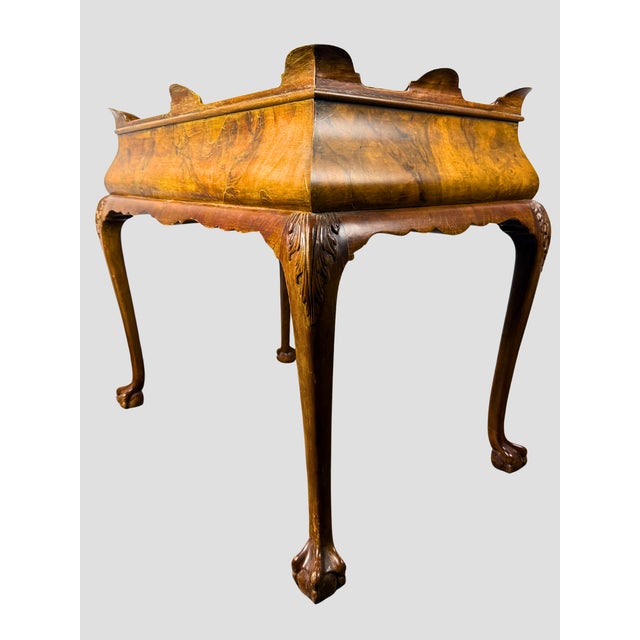 1970s Italian Wood Burl Wood Tea Table One Drawer For Sale - Image 4 of 16
