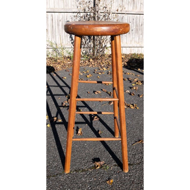 Wood 19th Century American Windsor Style Tall Stool or Pedestal Stand For Sale - Image 7 of 15