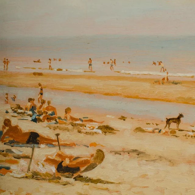 Realism Early 20th Century European Beach Scene Oil Painting by Willem Helfferich For Sale - Image 3 of 13
