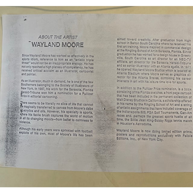 Wayland Moore Original "Partners” Color Silkscreen 1979 #229/300 Golf Art, Framed For Sale In New York - Image 6 of 6