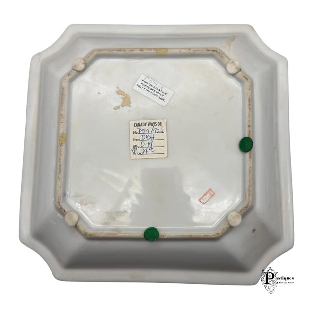 Ceramic Vintage Qing Period Famille Rose Medallion Square Decorative Plate For Sale - Image 7 of 8