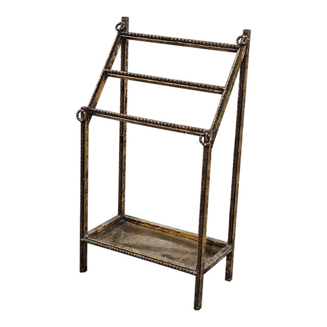 1970’s Hollywood Regency Gold Braided Gilt Iron Towel Rack For Sale