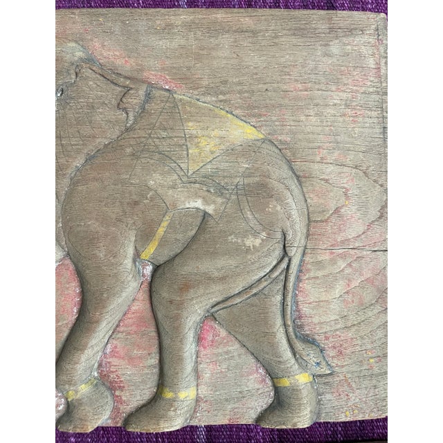 Brown Pair of Carved Wood Door Panels of Elepants For Sale - Image 8 of 9