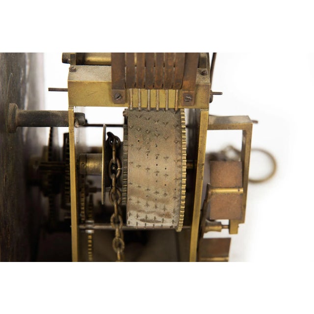 English Antique Red Chinoiserie Six-Bell Hanging Wall Clock Ca. 1830 For Sale - Image 11 of 12