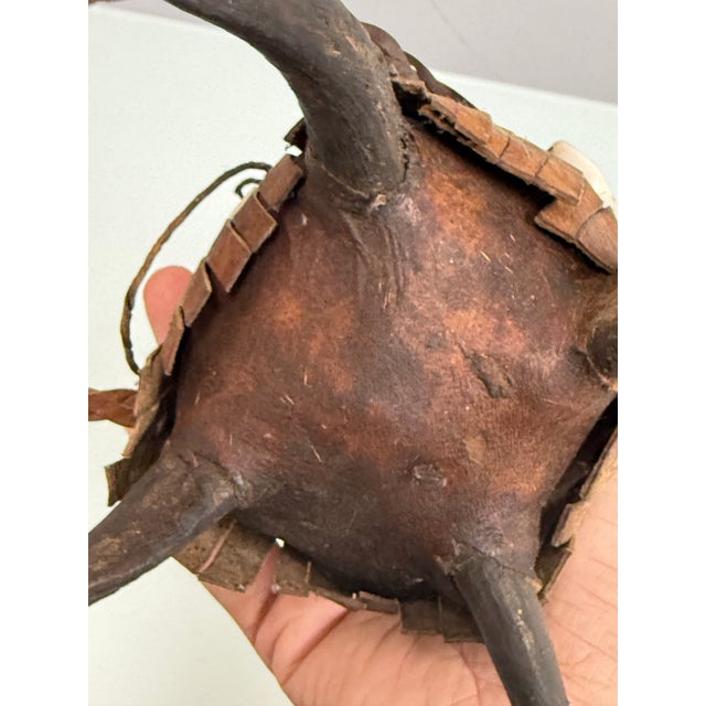 Handcrafted Nubian/Egyptian Leather Kohl Eyeliner Jar With Cowrie Shells For Sale - Image 10 of 12
