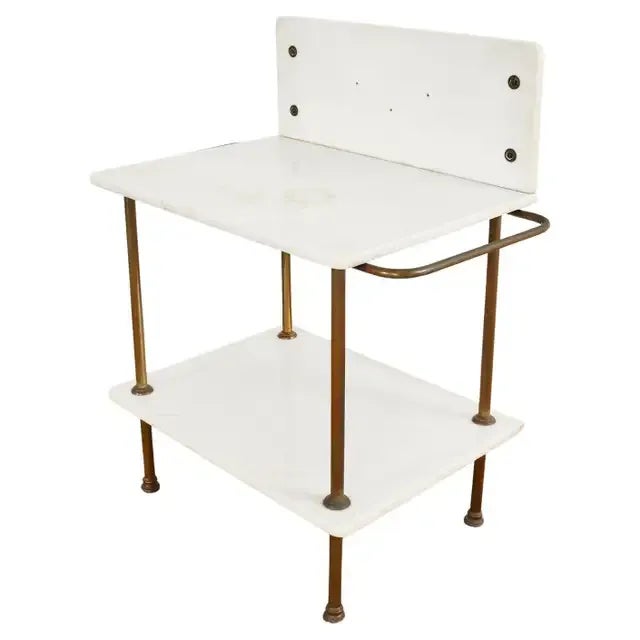 French Art Deco Bronze Marble Top Washstand Vanity For Sale - Image 13 of 13