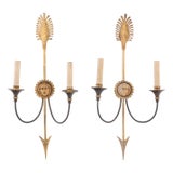 Pair of French Neoclassical Arrow Sconces, in the Manner of Jansen, C. 1940. For Sale