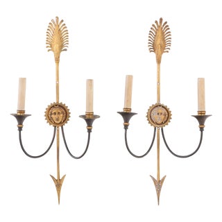 Pair of French Neoclassical Arrow Sconces, in the Manner of Jansen, C. 1940. For Sale