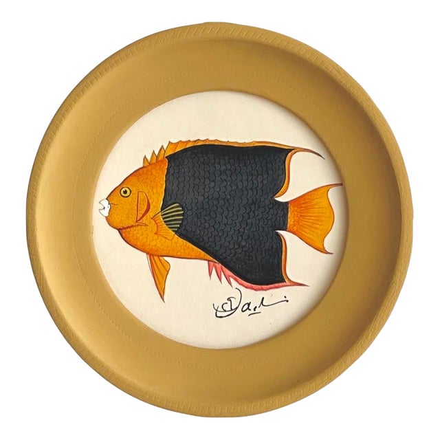 Original Hand-Painted Fish Painting in a Hand-Painted Frame For Sale