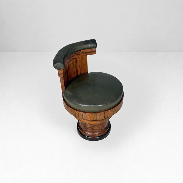 Art Deco Italian Wooden and Green Faux Leather Chairs, 1930s, Set of 3 For Sale - Image 16 of 18